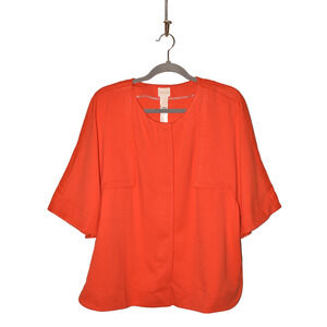 CHICO'S $129 Zip Front Tailored Twill Ponte Knit Jacket Orange Chico's 3 / US XL